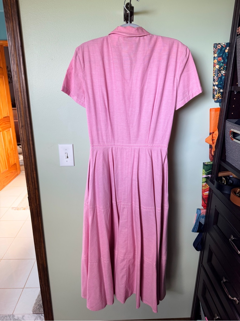 Vintage Liz Claiborne Pink Button-Front Midi Dress - Picture 6 of 6